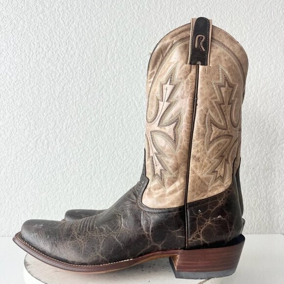 Rod Patrick Mens Cowboy Boots 14.5A Antique Mocha Bison Brown Western Blunt Toe - Picture 4 of 15